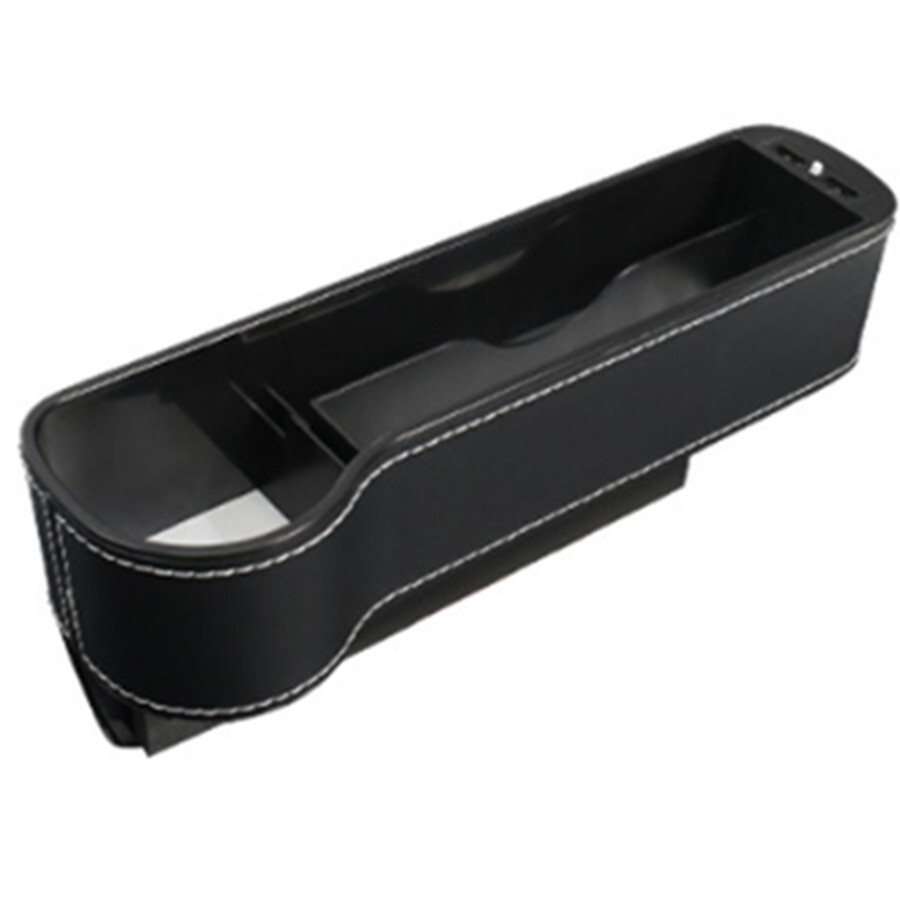 Car Storage Box Left Side Seat Gap Organizer Cup Holder W/LED Atmosphere Light