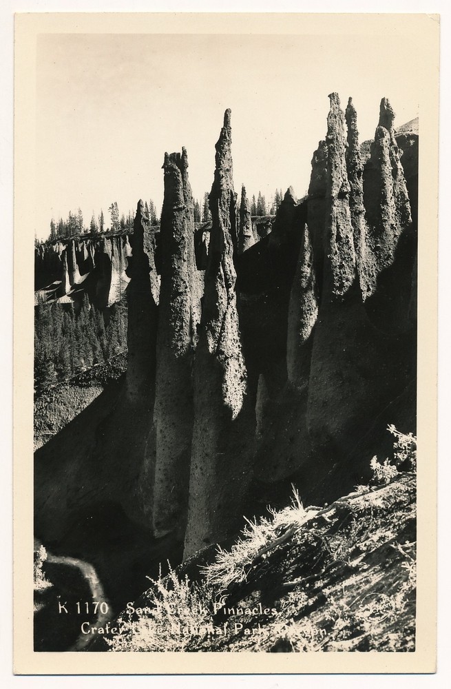 Sand Creek Pinnacles, Crater Lake National Park, Oregon ca.1940 RPPC