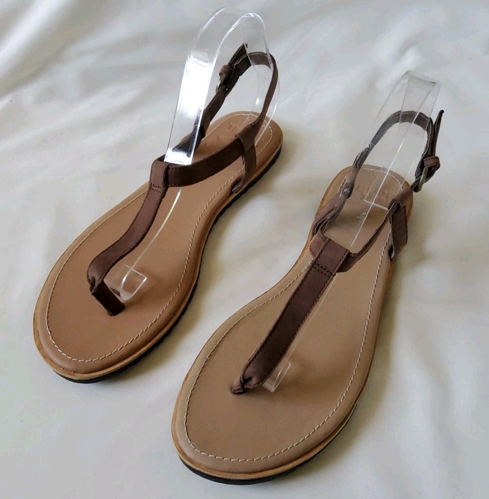 Sorel Womens Bailee Brown Leather T-Post Sandal Summer Beach Size 11
