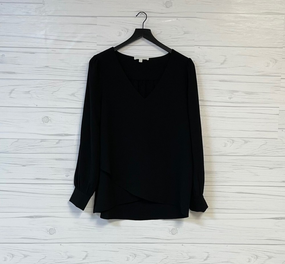 Adyson Parker top womens size medium long sleeve blouse solid black