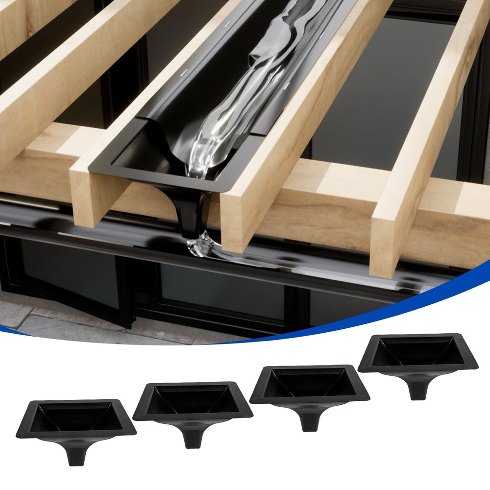 4PCS Black Under Deck Drainage System Downspout PE Easy Installation Rain Dra...
