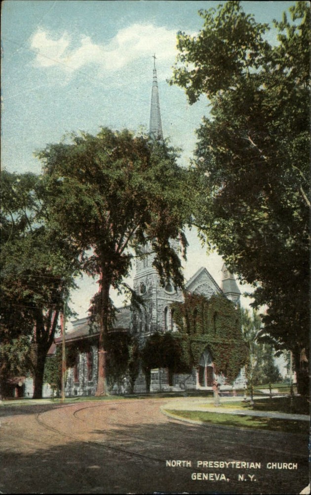 North Presbyterian Church ~ Geneva New York NY ~ 1909 RPO postmark