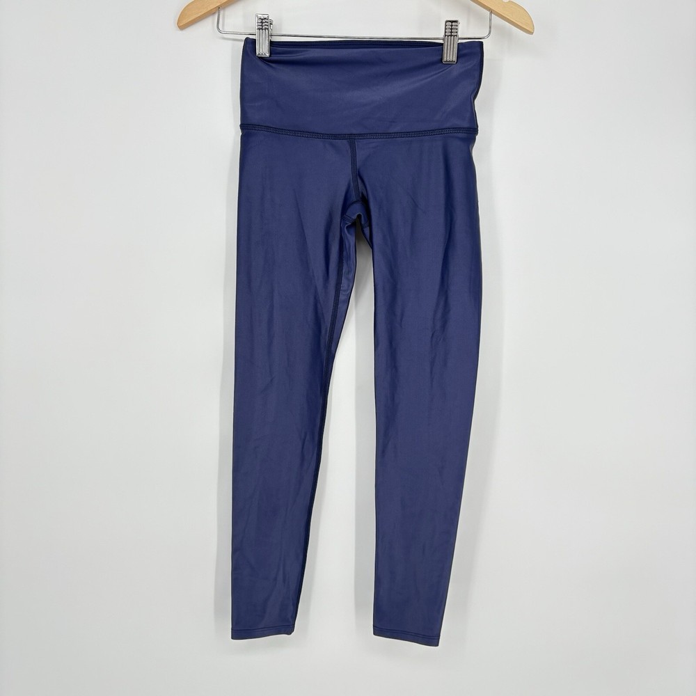 Noli Blue Shiny Gloss 7/8 Leggings Slimming Yoga Sculpt XS