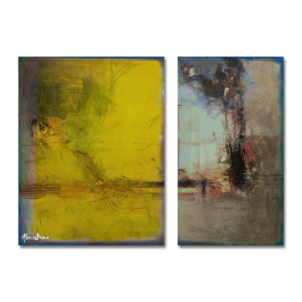 Ready2HangArt Bueno Exchange LXV 2-Piece Abstract Canvas Art Set in Taupe 30x40 Inches