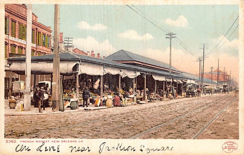 Postcard LA: French Market, New Orleans, Louisiana, Antique 1900 UDB, Detr. Pub.
