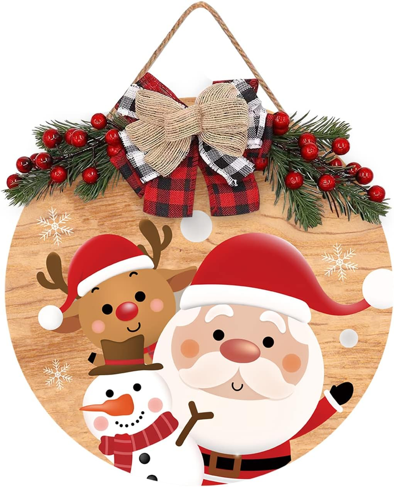 Merry Christmas Decorations Wreath, Merry Christmas Sign Front for Door Decorati