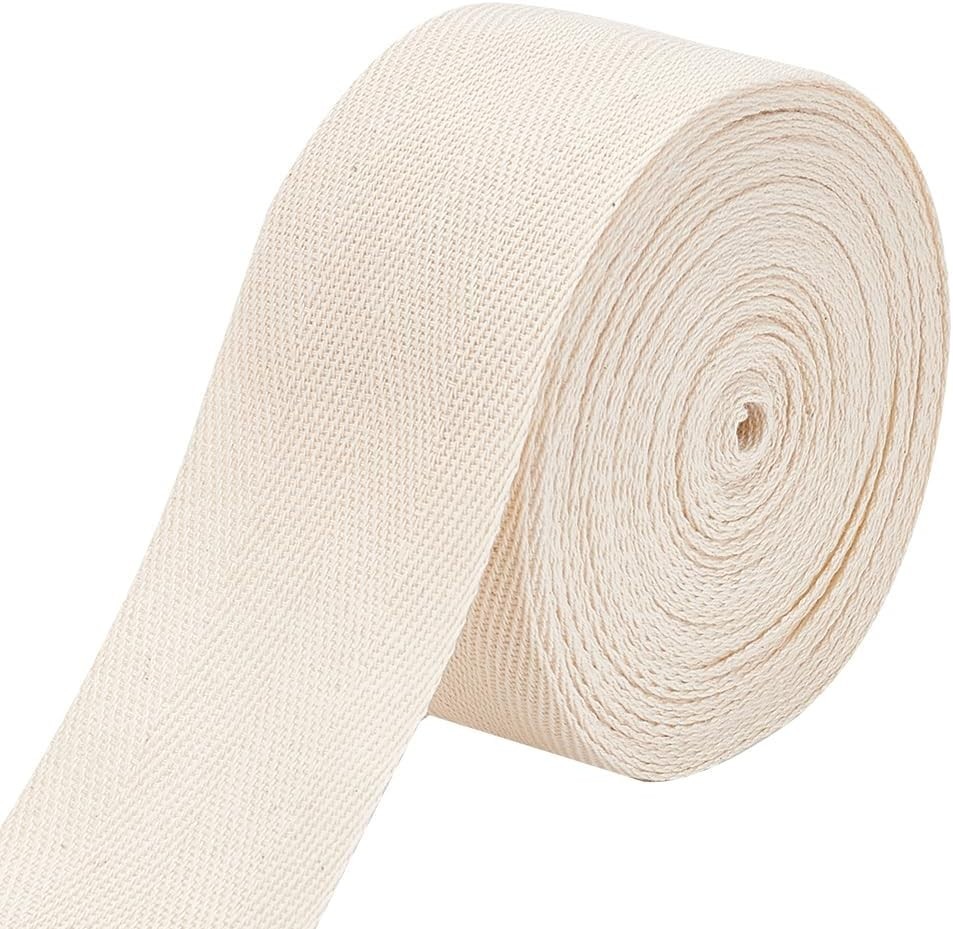 10.94 Yards Cotton Twill Tape Ribbon, Beige Herringbone Cotton Ribbon Webbing...