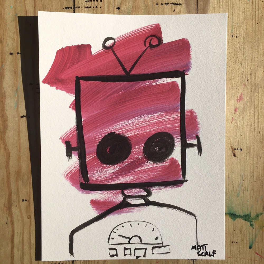 Matt Scalf Robot Abstract Street Pop Art Graffiti ORIGINAL PAINTING 9x12 Modern
