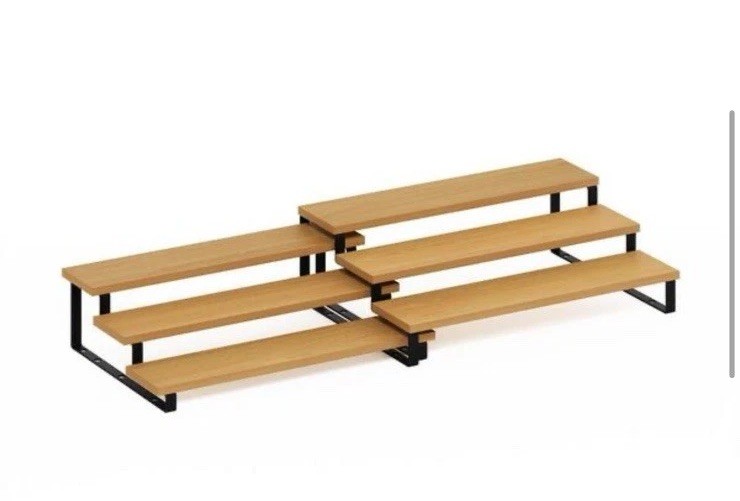 3-Tier Beech and Black Nestable Kitchen Counter Shelving  