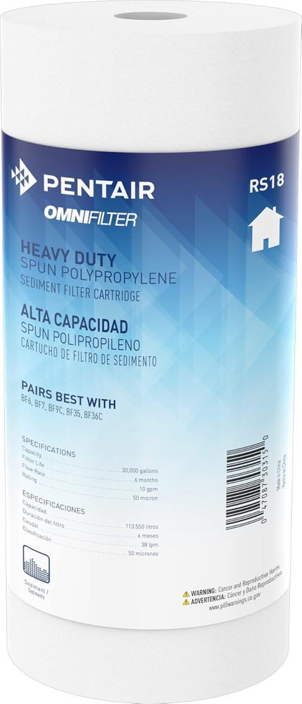 Pentair  RS18 Sediment Water Filter, 10-Inch, Whole House Heavy Duty Spun Polypr