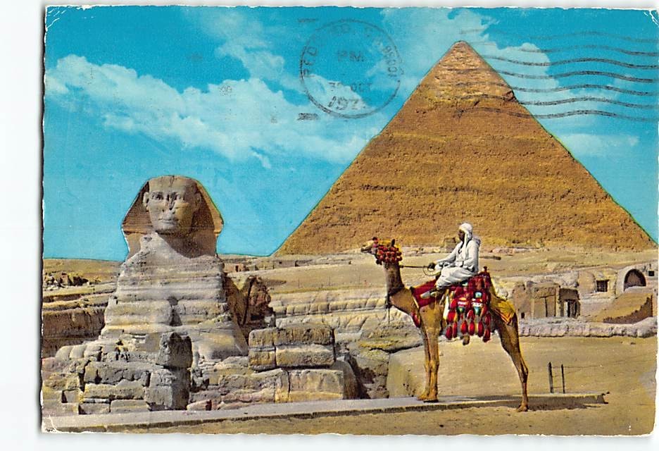 Postcard The Great Sphinx of Giza and Khefren Pyramid Giza Egypt