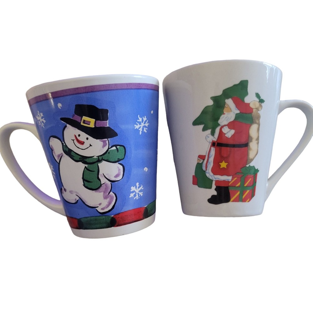 CChristmas Snowman and Santa Coffee Cups Mug Tb Trading Co Set 2  Holiday Mugs