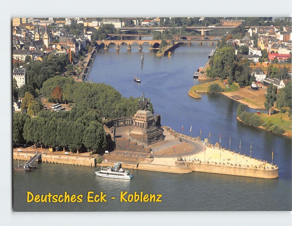 Postcard Aerial View Deutsches Eck Koblenz Germany