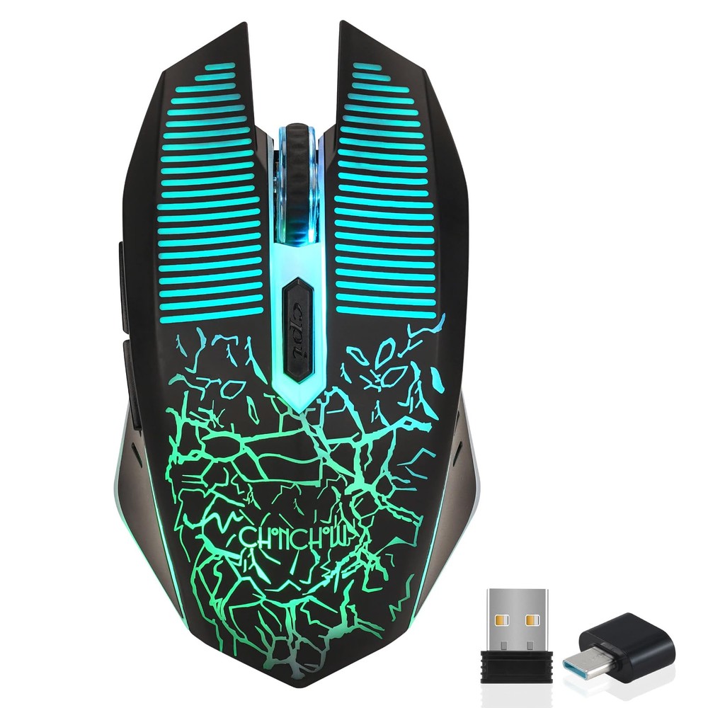 Wireless Gaming Mouse Rechargeable LED Backlit 2.4G USB Receiver 3600 DPI Cor...