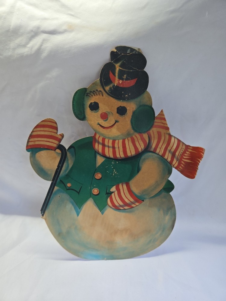 Vintage Dennison USA Diecut Snowman