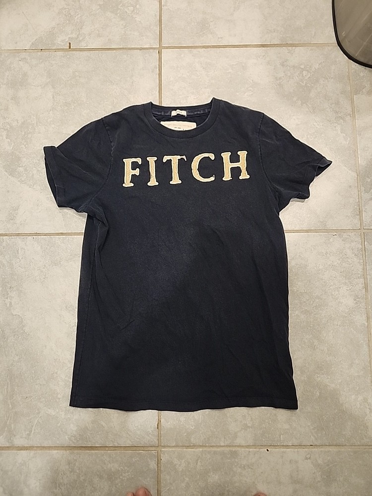 Abercrombie & Fitch Muscle Fit Embroidered Crew Neck T-Shirt Navy Blue Size L