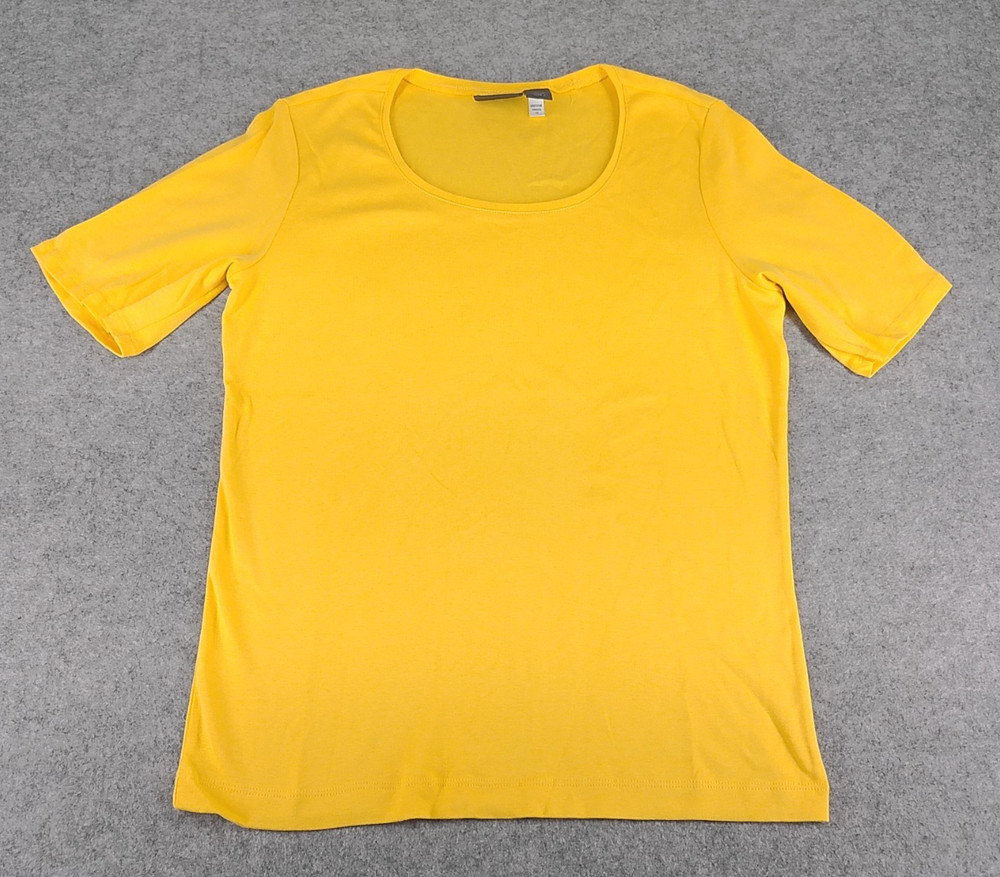 Additions by Chico's Yellow Scoop Neck Short Sleeve Cotton Knit Top Size 1