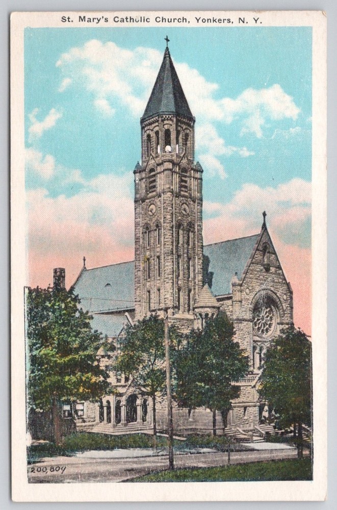 St. Mary's Catholic Church Yonkers NY Vintage Postcard Early 1900s Architecture