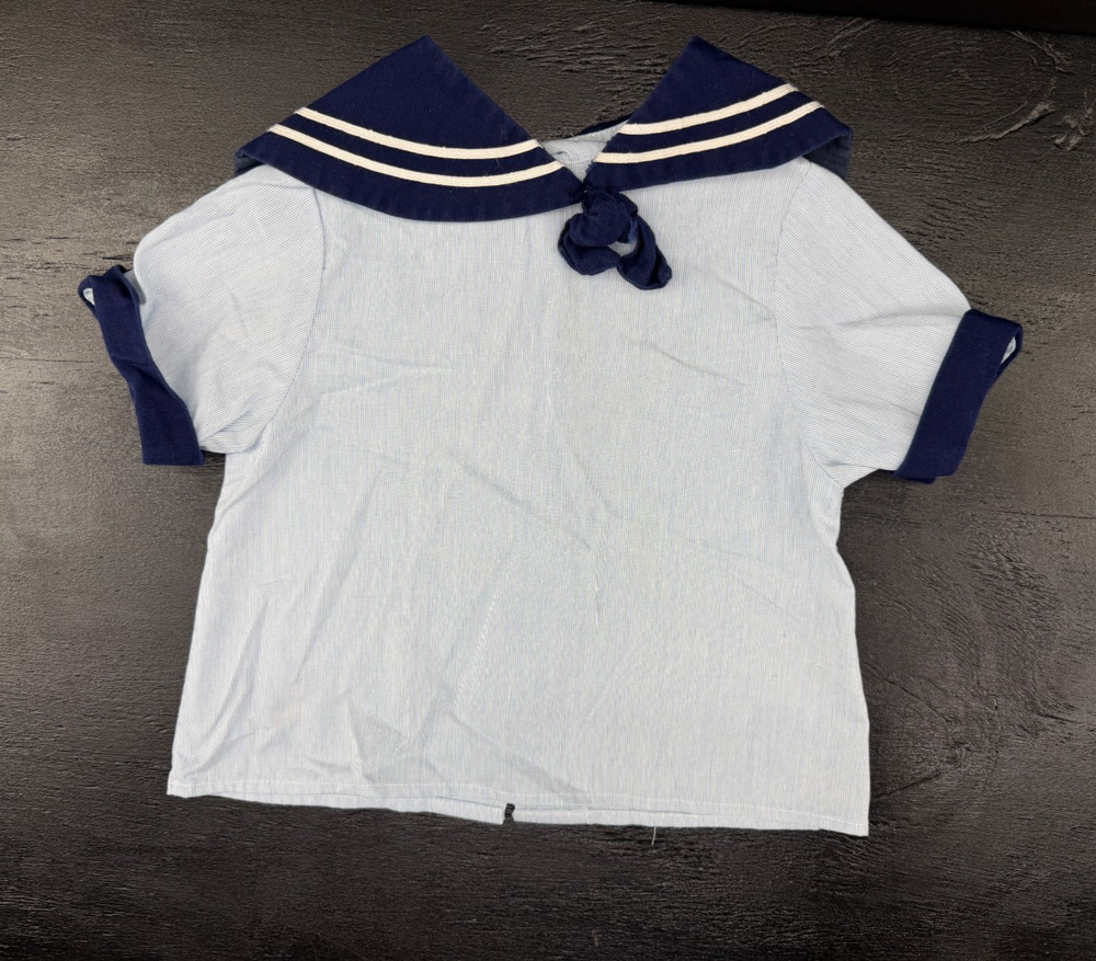 Vintage Rici Toddler Sailor Shirt Blue White Striped Nautical Size 3T