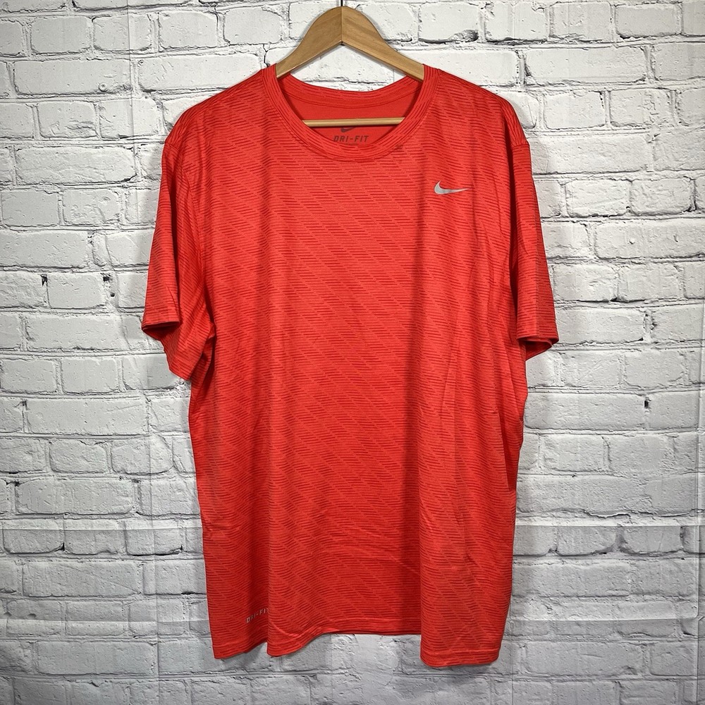 Nike Dri Fit T Shirt Mens Size XXL Red Striped Crew Neck Lightweight
