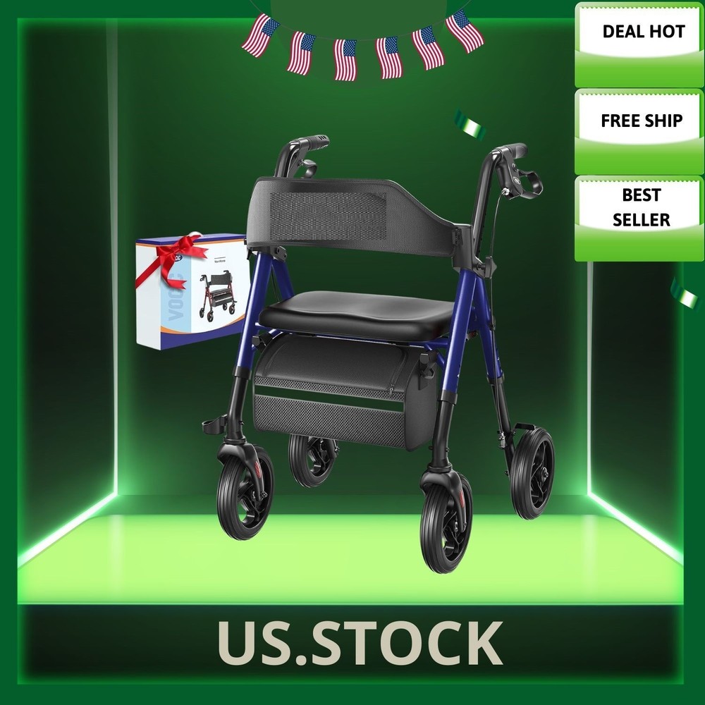 NEW Walkers for Seniors Z21 Rollator Walker Seat 350lb 8
