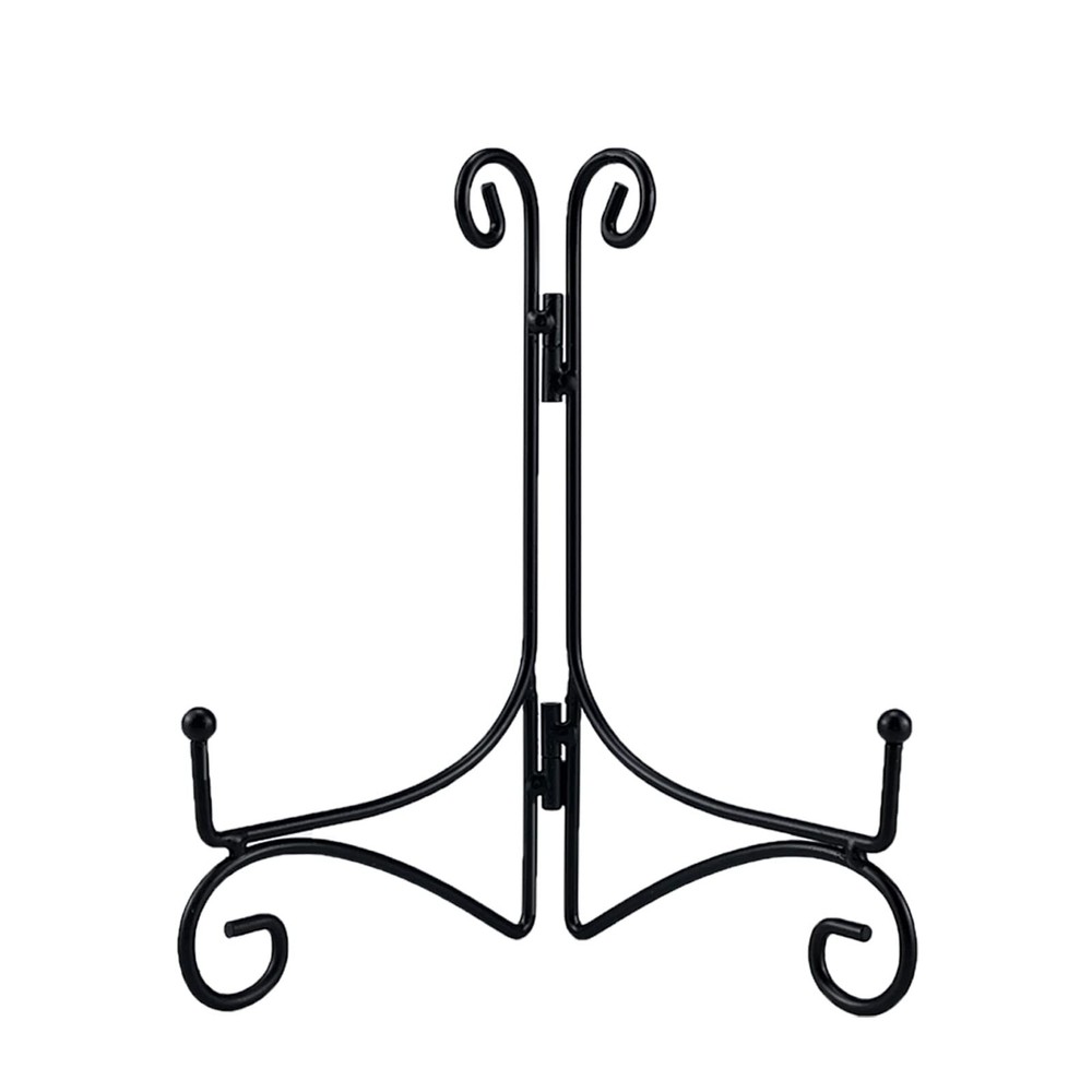 Black Iron Plate Stand, 12 Inch Plate Holder for Display, Small Metal Plate D...