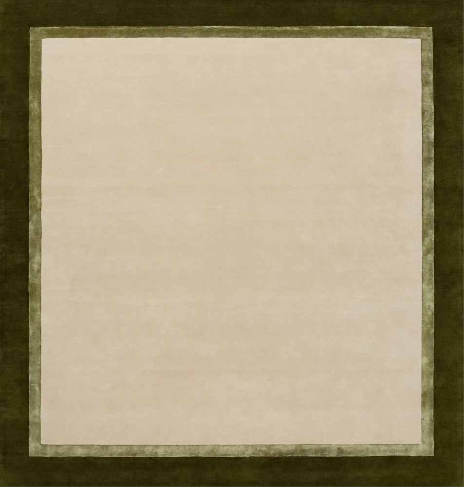 Modern Hand-Tufted Green or Beige Border Wool Rug Home Désign Carpet Rug