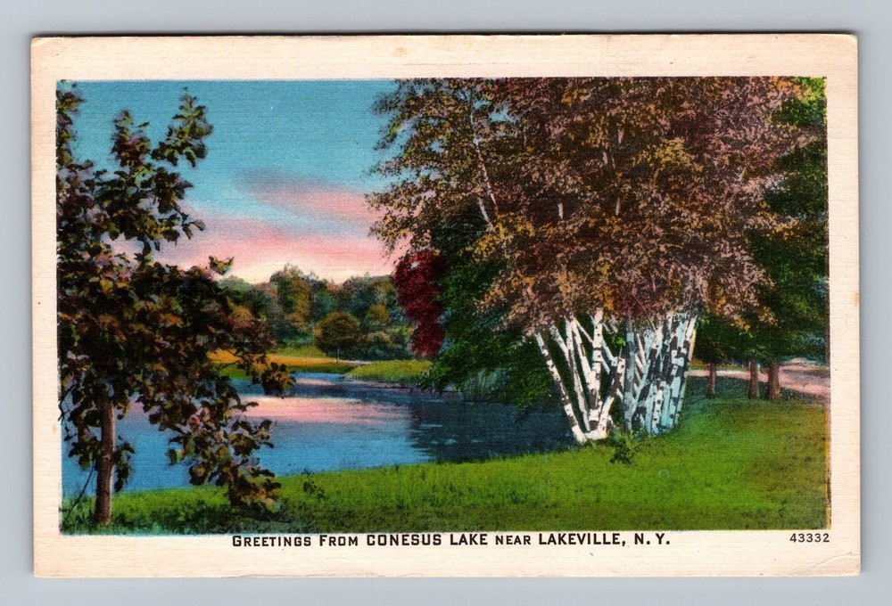 Lakeville NY-New York Greetings From Conesus Lake Vintage Postcard Standard Old