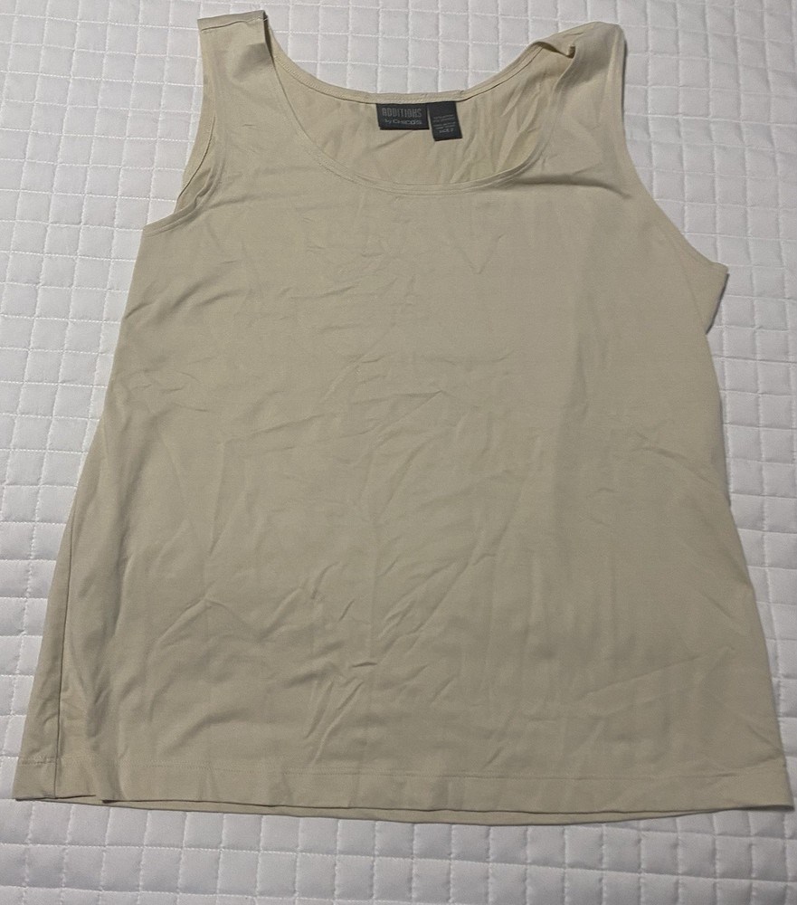 Additions by Chico's Tank Top Size 2 L Large Beige Tan Nylon Spandex