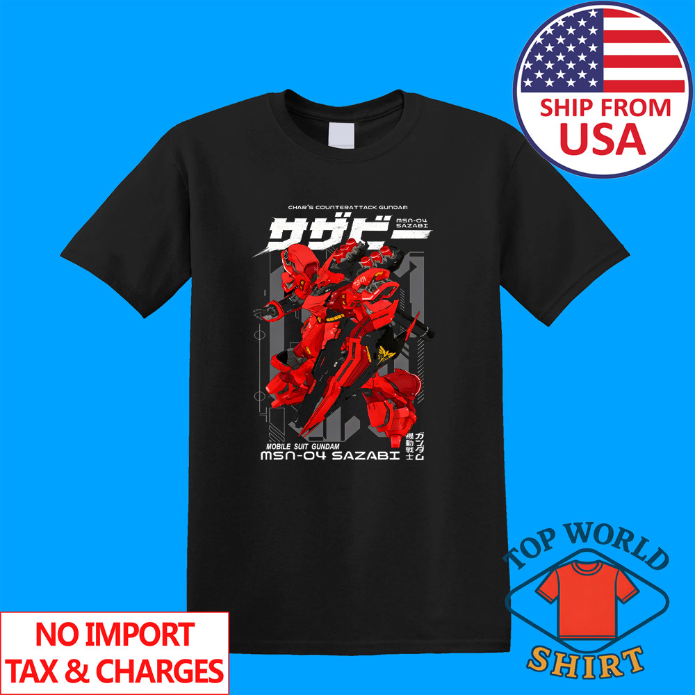 Gundam Char's MSN-04 Sazabi Counter Attack Men's Black Size S to 5XL