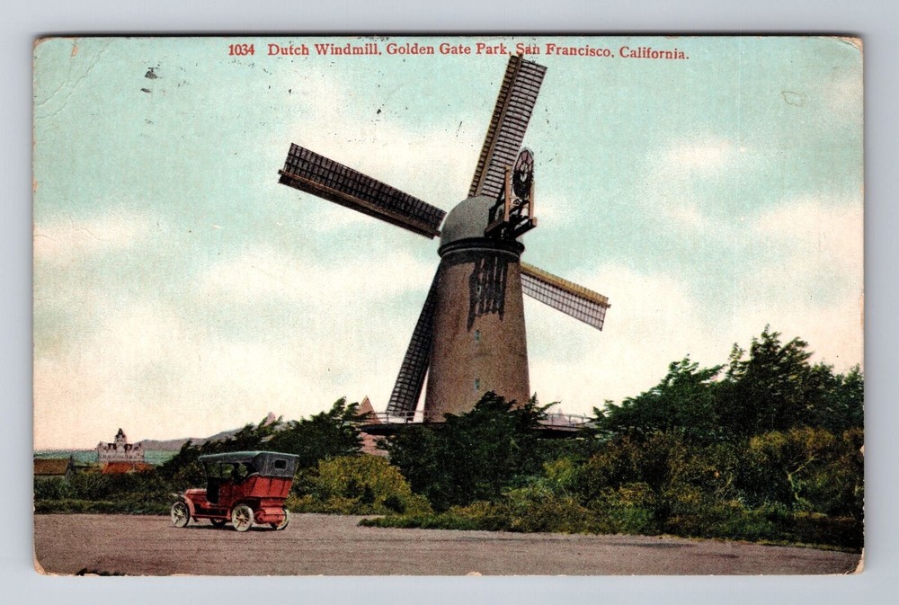San Francisco, California Dutch Windmill Golden Gate Park Vintage c1910 Postcard