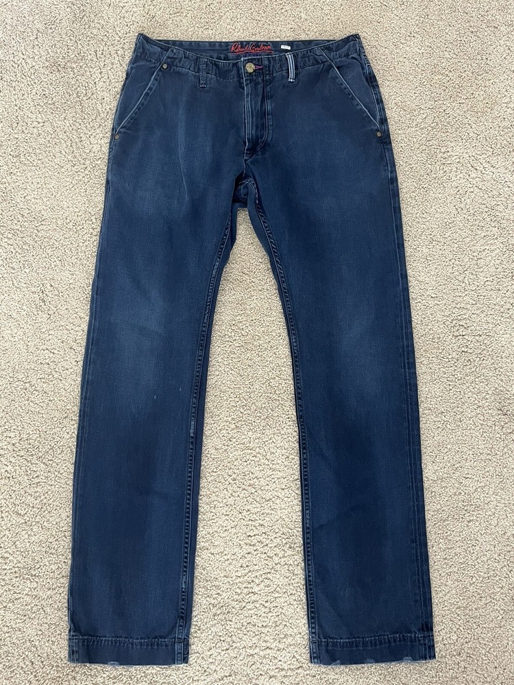 Robert Graham Jeans Men 34 Blue Flat Front Straight Stretch Medium Wash