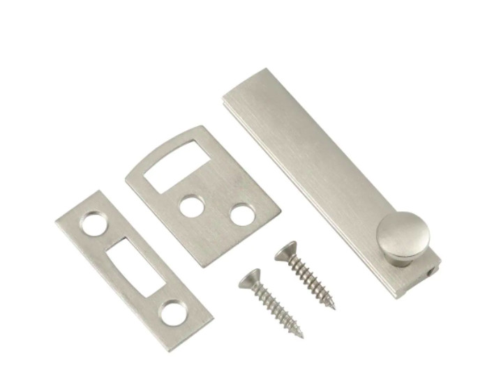 Everbilt 2-1/2 in. Satin Nickel Surface Bolt and Strike Entry Door Locking 15387