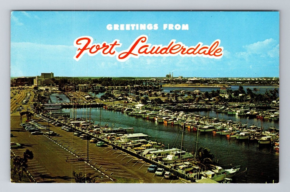 Fort Lauderdale FL-Florida, Bahia Mar Yacht Basin, Antique, Vintage Postcard