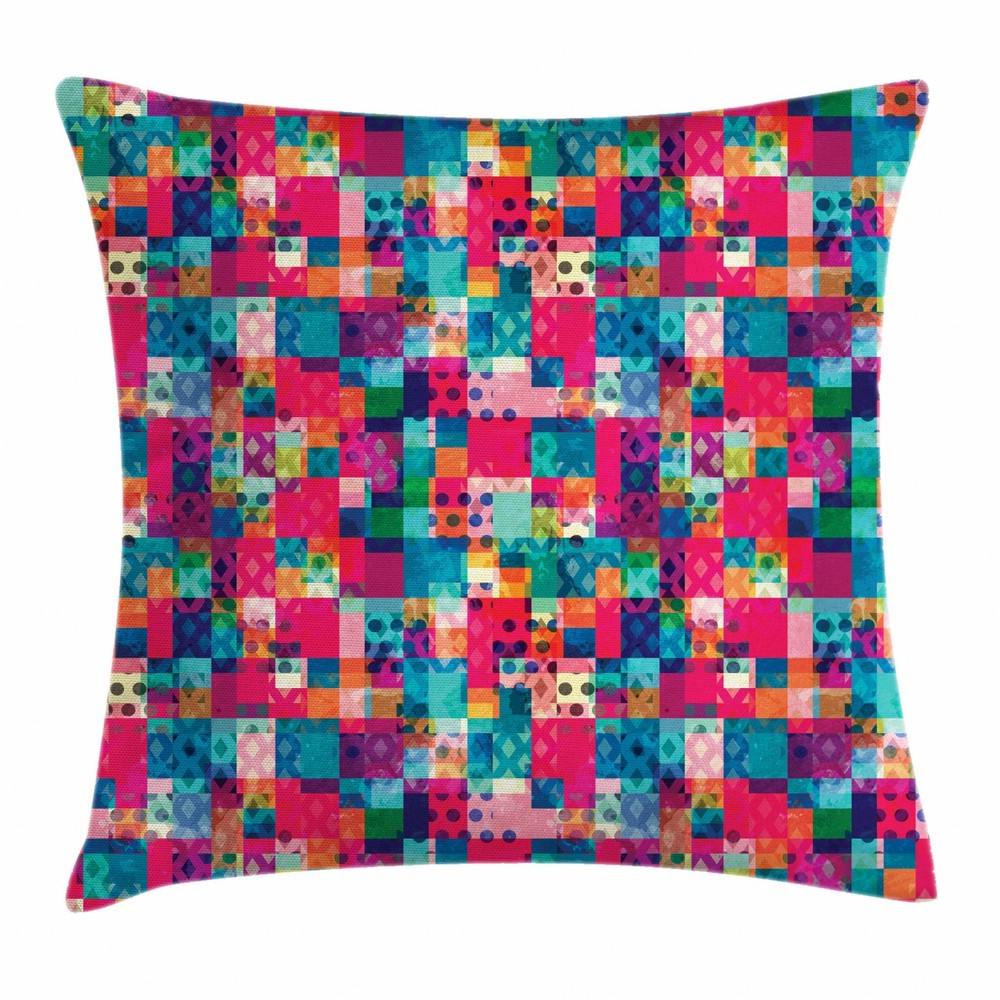 Vibrant Colorful Shapes Throw Pillow Covers in 8 Sizes for Stylish Home Decor by Ambesonne