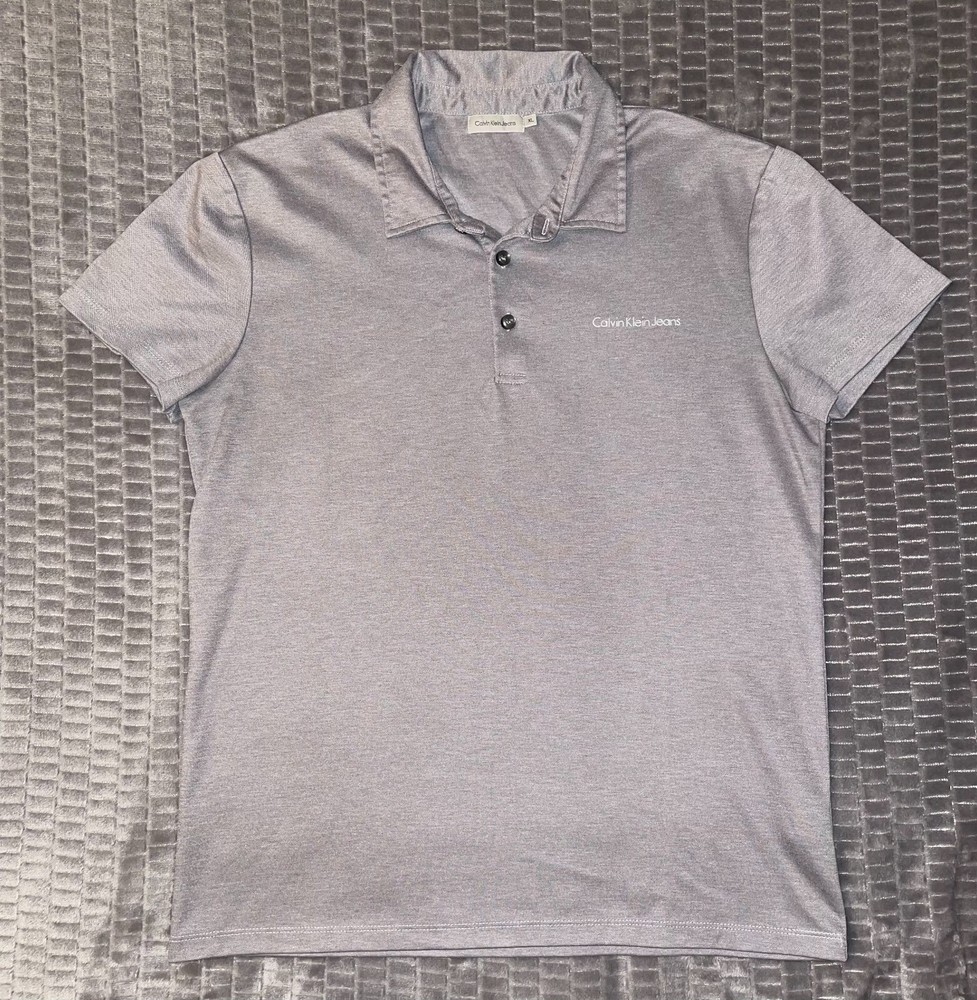 Calvin Klein Jeans Polo Youth Boys Size XL Short Sleeve Shirt Embroidered Gray