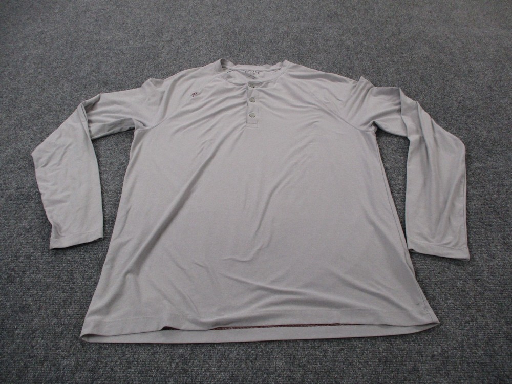 Rhone Shirt Mens L Gray Stretch Henley Athletic Active Lightweight Performance