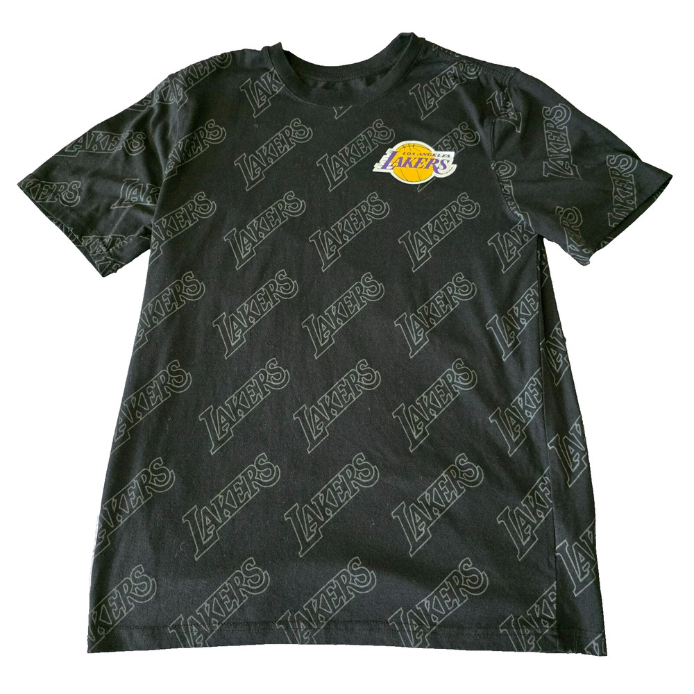 NBA Los Angeles Lakers All-Over Print Short Sleeve Black T-Shirt Mens Small