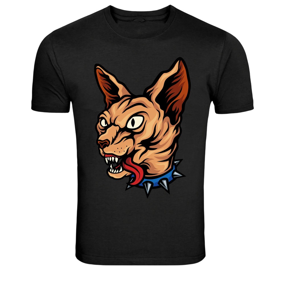 Angry Doberman Dog Head Spiked Collar Graphic T-Shirt
