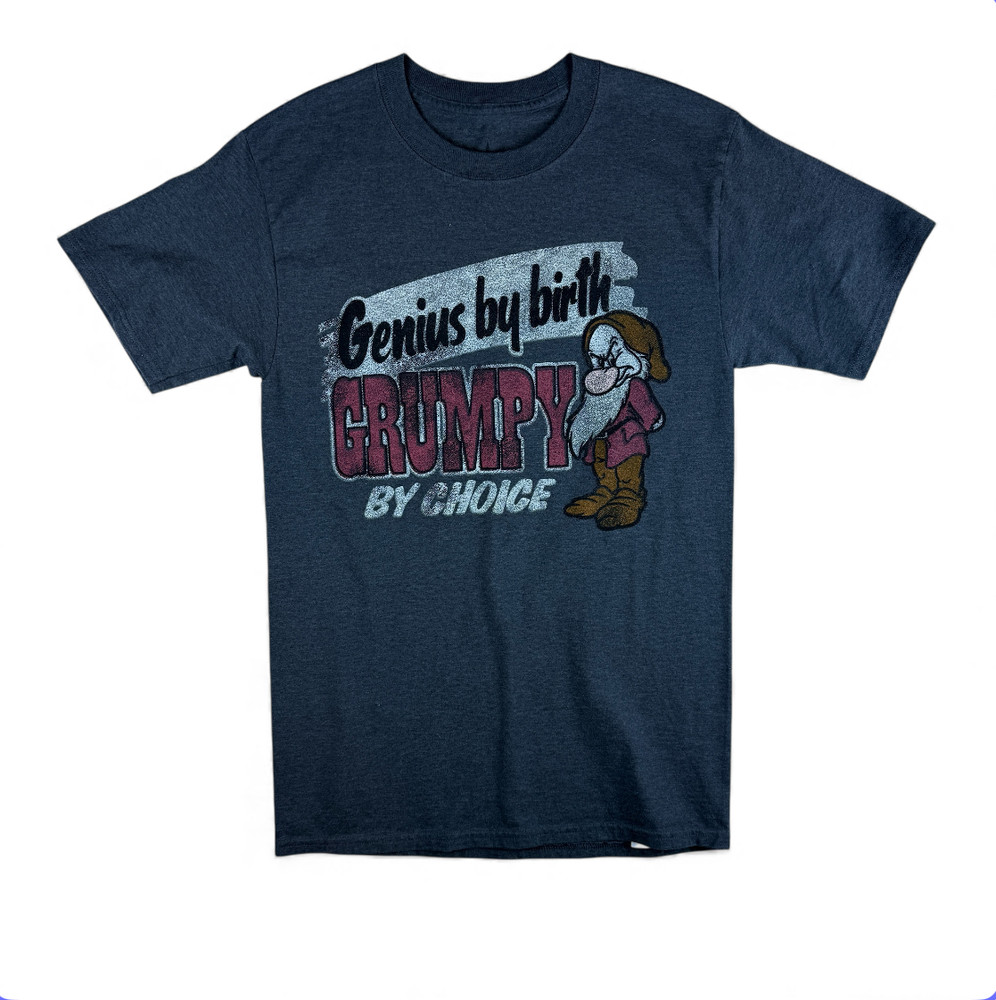 Disney Parks Genius By Birth Grumpy By Choice T-Shirt Seven Dwarfs Gray S