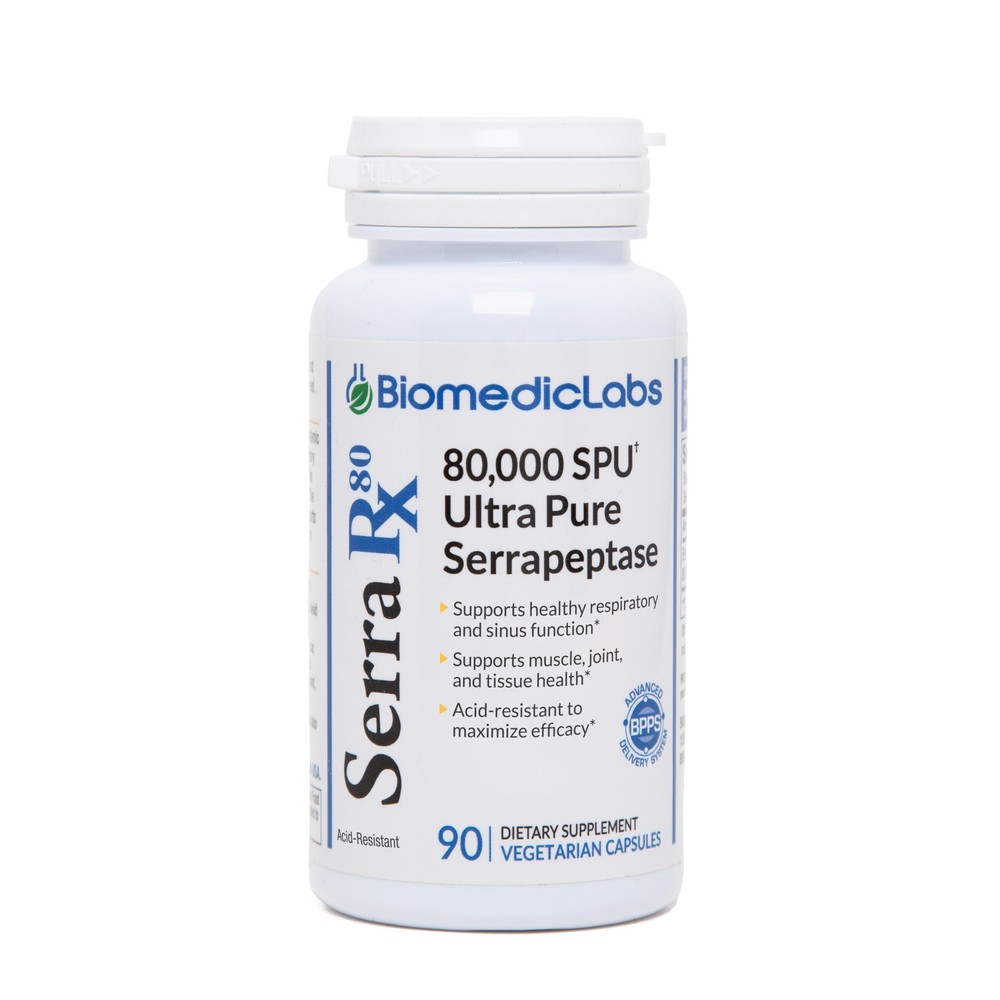 Serra-RX 80,000 SPU Serrapeptase - Limited TIME Offer - Enteric Coated