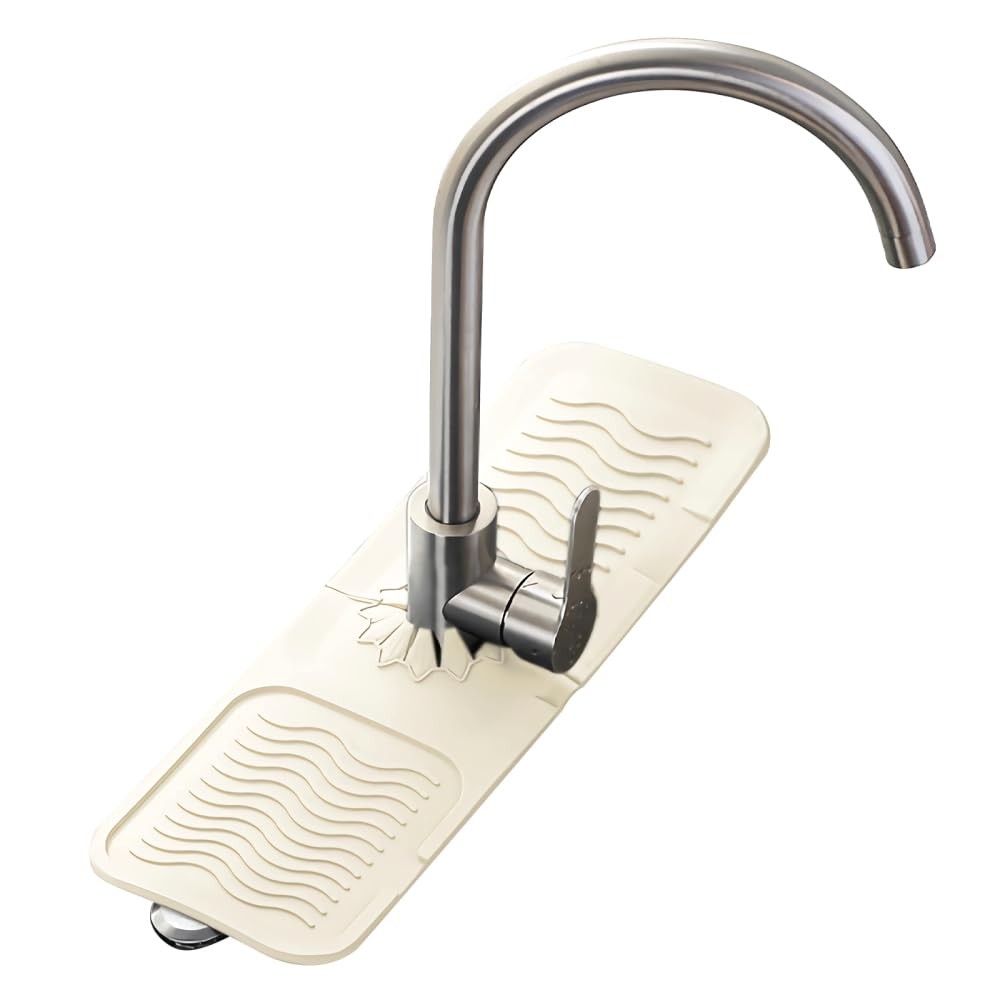Sink Faucet Mat, PVC Draining Mat Sink Absorbent Guard with Anti-Slip Bar for...