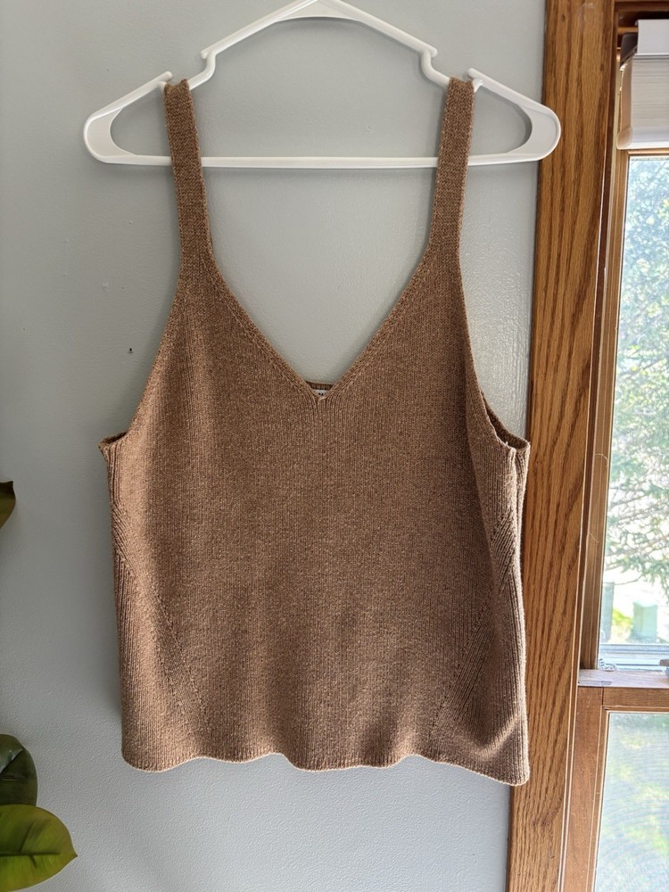 Old Navy Women's Brown Sleeveless Knit V-Neck Tank Plus Size 2X Recycled