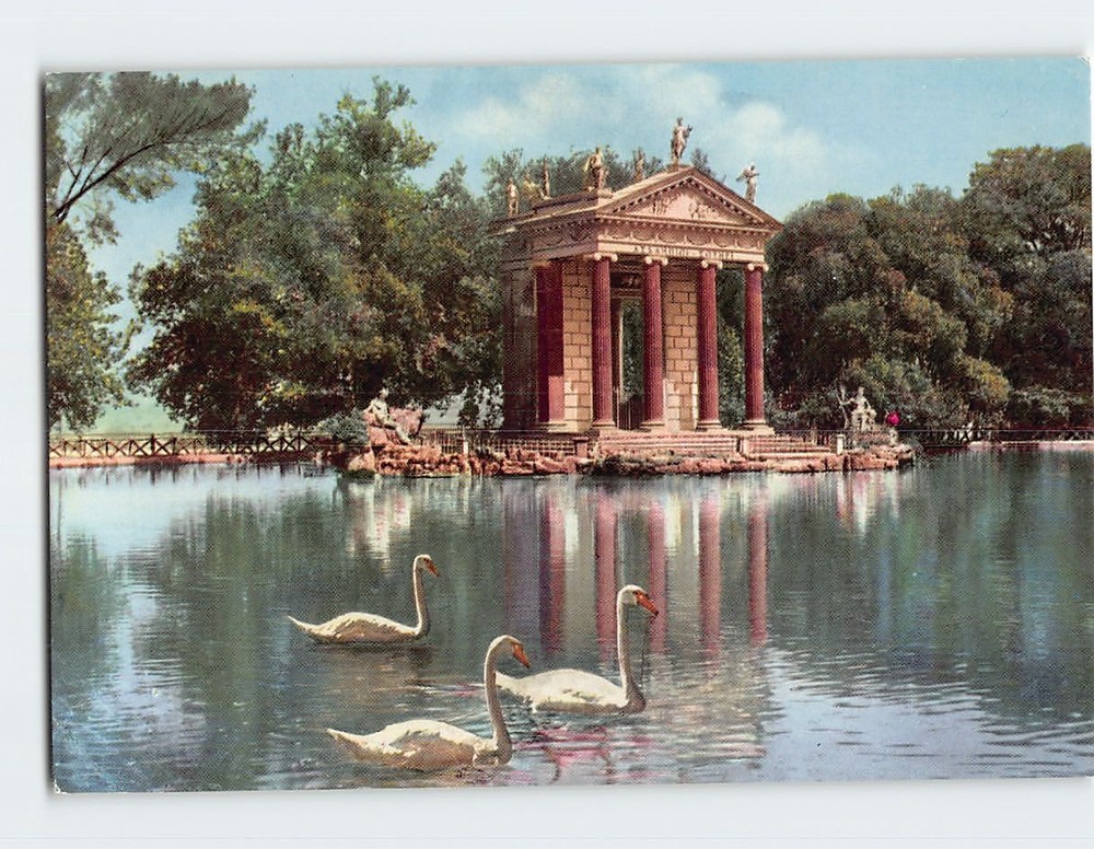 Postcard Little Lake Villa Borghese Rome Italy