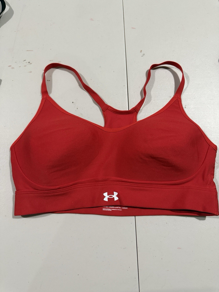 Under Armour Women's Red Solid Racerback Logo Pullover Wireless Sports Bra M