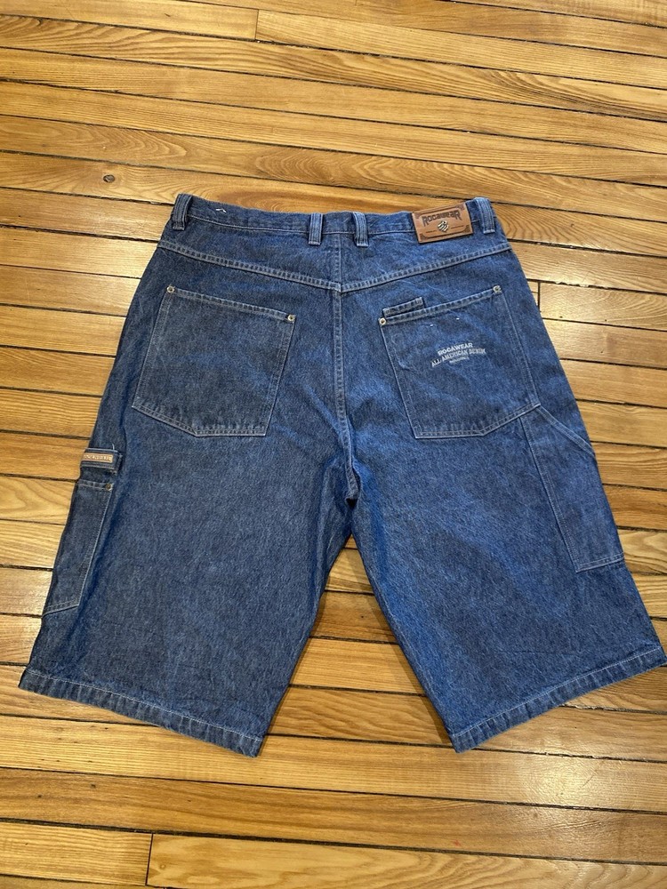 Rocawear Mens Size40 Y2K Long Denim Jorts Jean Shorts Vintage Hip Hop Streetwear