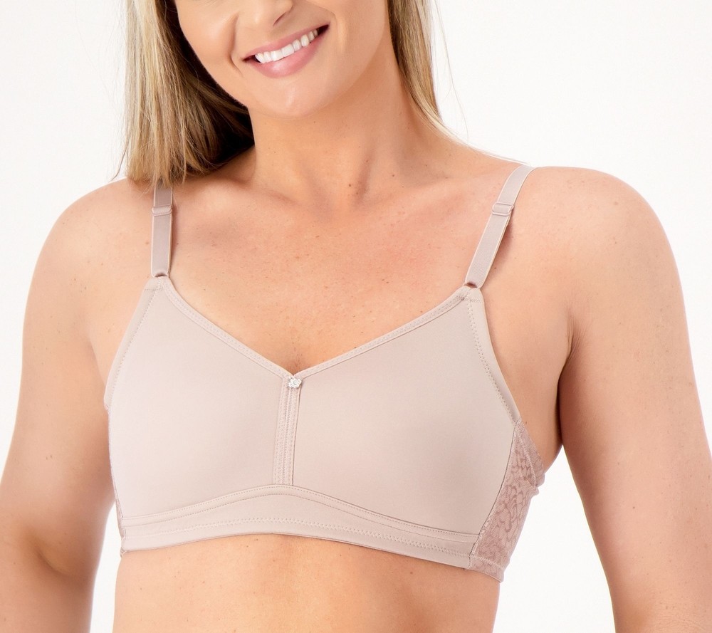 Breezies Women's Bra Sz 42DD Jacquard Back Smoothing Wirefree Brown A473390