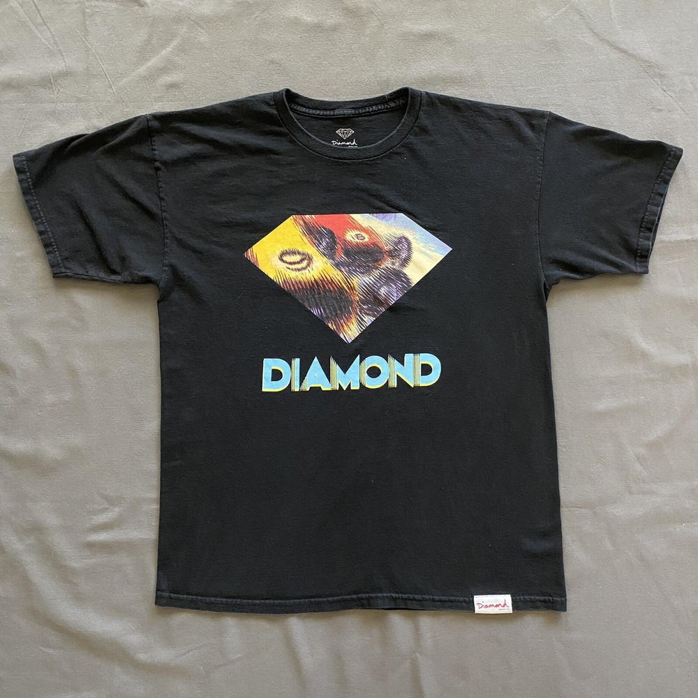 Diamond Supply Co Mens T Shirt Size Large Black Abstract Graphic Skate Street-image