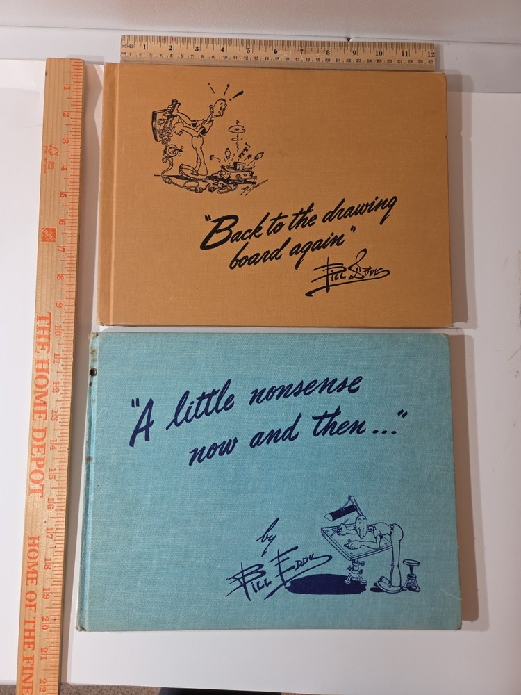 BILL EDDY Cartoons 2 Books SIGNED INSCRIBED 