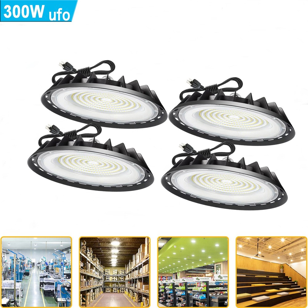 4 Pack 300W UFO Led High Bay Light Shop Industrial Commercial Factory Warehouse